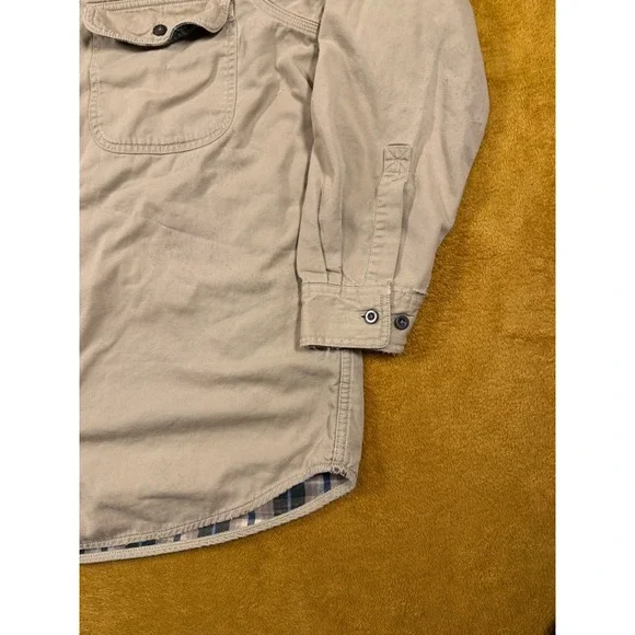 LL Bean Corduroy Shirt Jacket Men's M Plaid Flannel Lined Brown Chore Coat VTG - Picture 10 of 16